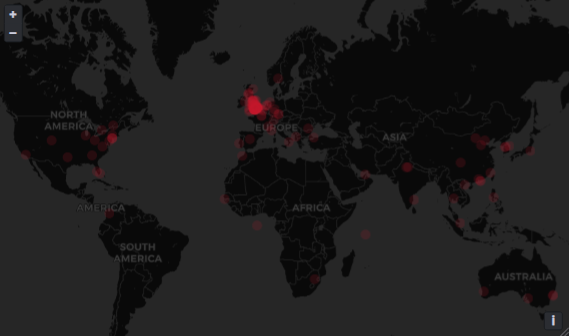 A map of login location data.