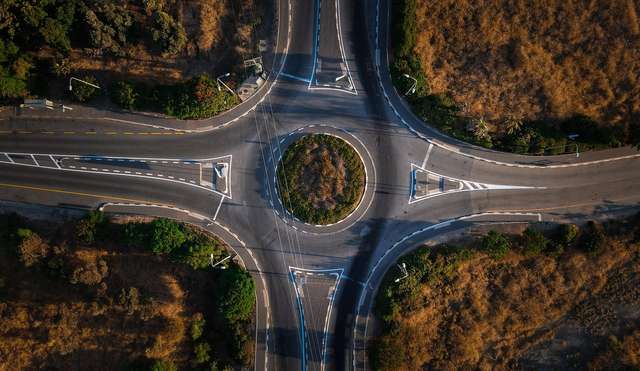 Aerial view roundabout, Roundabout, Street image.